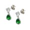 9K White Gold Semi-Dangle Earrings with Green and White Zirconia sk240