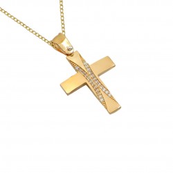Σταυρός βάπτισης από Χρυσό 14 κ με Αλυσίδα για Κορίτσι Κουμιαν σ223