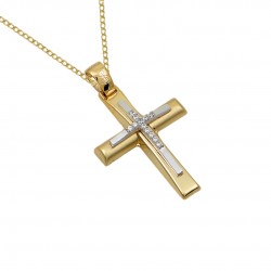 14k gold girl's christening cross with chain s212