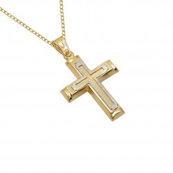 Gold & White Gold Engagement Cross With Chain 14k for Boy s219