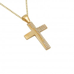 14k Gold Christening Cross with Chain for Cumian Girl s225