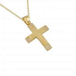Σταυρός βάπτισης από Χρυσό 14 κ με Αλυσίδα για Κορίτσι Κουμιαν σ226
