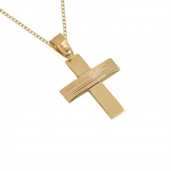 Gold & White Gold Engagement Cross With Chain 14k for Boy S227