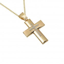 14K White Gold Engagement Baptism Cross with Cumian Chain s230