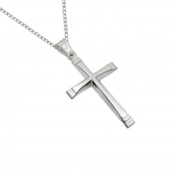 14k White Gold Christening Cross With Chain For Cumian Boy s241