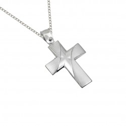 14k White Gold Christening Cross With Chain For Cumian Boy s242