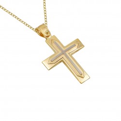 Βαπτιστικός Σταυρός Αρραβώνα Χρυσό Λευκόχρυσο Με Αλυσίδα 14κ για αγόρι s228
