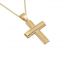 Baptismal Cross 14k Gold With Chain For Cumian Boy s231