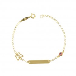 Identity Bracelet Gold 9k With Butterfly and Koumian Eyelet T071
