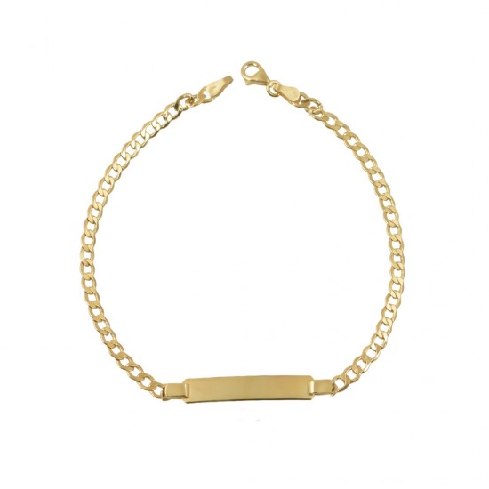 Identity Bracelet For Boy 9k Gold With Chain Handmade Cumian T087