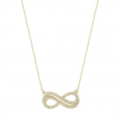 14K Gold Infinity Necklace With Cubic Zirconia K138