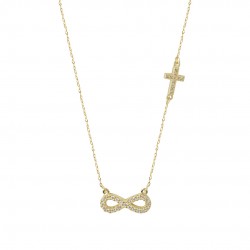 Heart Necklace 14K Gold Infinity With Cumian Cross K140
