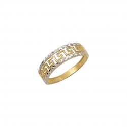 Ring Gold with 14 Carat White Gold Meander Design d224