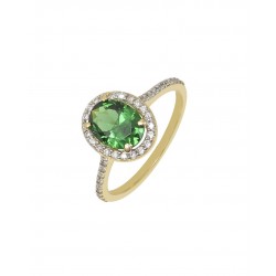 Δαχτυλίδι Κ14 Ροζέτα με Πράσινο Κέντρο Γυναικείο d28722