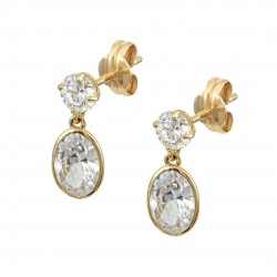 9K Gold Drop Earrings with White Zirconia sk246