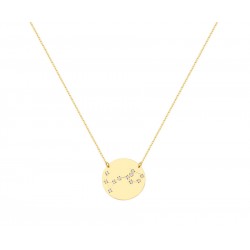 Zodiac Gold Necklace With Pisces Constellation k9 with zircon s14196