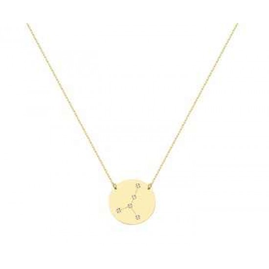 Zodiac Gold Necklace With Cancer Constellation With K9 Chain with Zirconia Σ14226