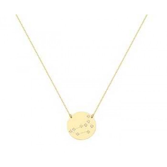 Zodiac Gold Necklace With Capricorn Constellation With K9 Chain with Zirconia Σ14286