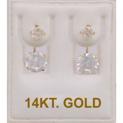14k Gold Earrings With Zircon Double Caston ER2918
