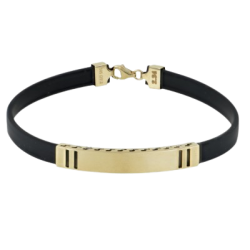 Men's K14 Gold Bracelet with Rubber Tile
