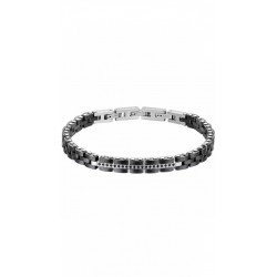 Luca Barra Ceramic steel bracelet with black stones BA1674