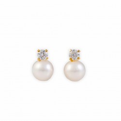 14k gold pearl and zircon earrings sk1501