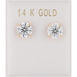 14K Gold Earrings with Zirconia 7mm er2614