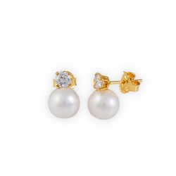 14k gold pearl and zircon earrings sk1501