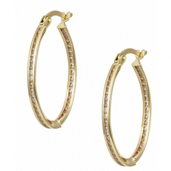 Hoop Earrings Gold 14K with Zircon - Product Code SK1507