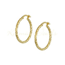 Earrings gold rings 14k polished forged 