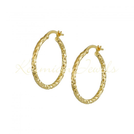 Earrings gold rings 14k polished forged