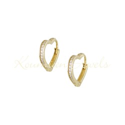 Earrings hoops gold hearts 14 carat 