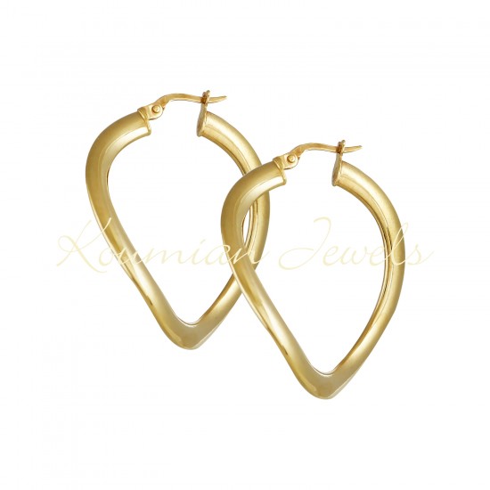 EARRINGS gold rings 14 carats shiny WAVE DESIGN