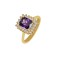 Gold rosette ring with amethyst and white zircons 14 carats  