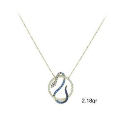 Gold snake necklace with zirconia 
