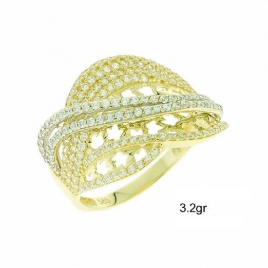 14ct white gold and gold ring with white zirconia designed in Italy