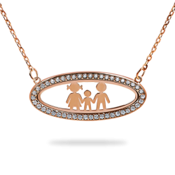 Silver Oval Pendant Horizontal Frame with Stones Family