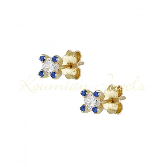 14ct gold earrings with white zircons